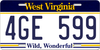 WV license plate 4GE599