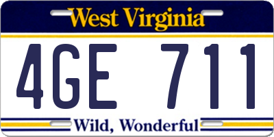 WV license plate 4GE711