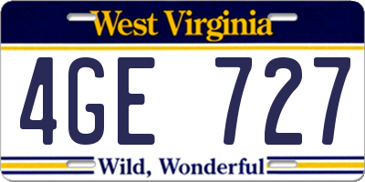 WV license plate 4GE727