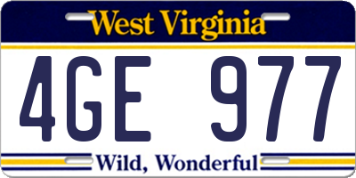 WV license plate 4GE977