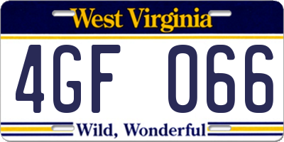 WV license plate 4GF066