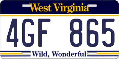 WV license plate 4GF865