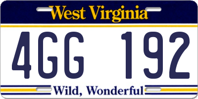 WV license plate 4GG192