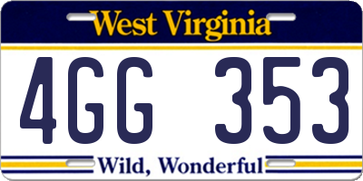 WV license plate 4GG353