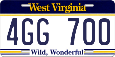 WV license plate 4GG700