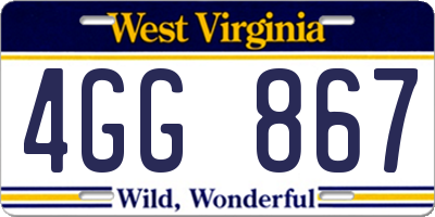 WV license plate 4GG867