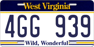 WV license plate 4GG939
