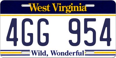 WV license plate 4GG954