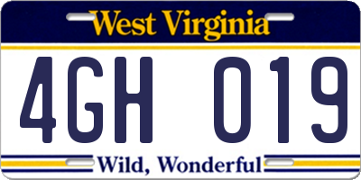 WV license plate 4GH019