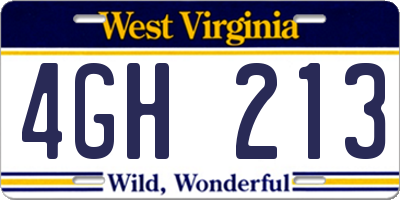WV license plate 4GH213