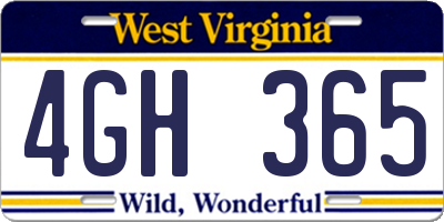 WV license plate 4GH365