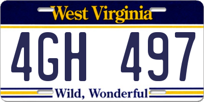 WV license plate 4GH497