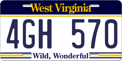 WV license plate 4GH570