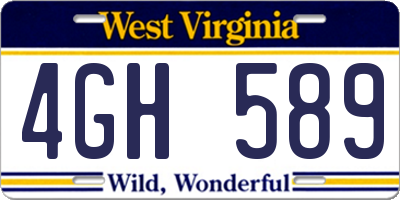 WV license plate 4GH589