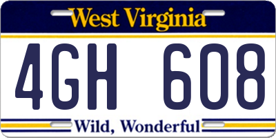 WV license plate 4GH608