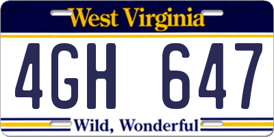 WV license plate 4GH647