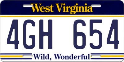 WV license plate 4GH654