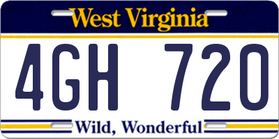 WV license plate 4GH720