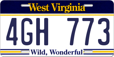 WV license plate 4GH773