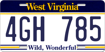 WV license plate 4GH785