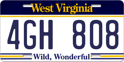 WV license plate 4GH808