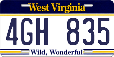 WV license plate 4GH835