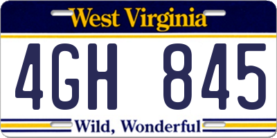 WV license plate 4GH845