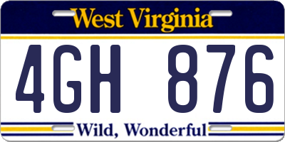 WV license plate 4GH876