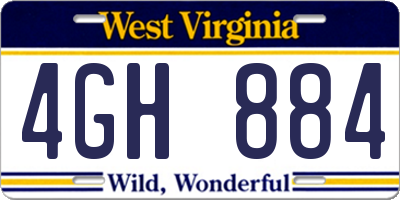 WV license plate 4GH884
