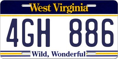WV license plate 4GH886