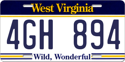 WV license plate 4GH894