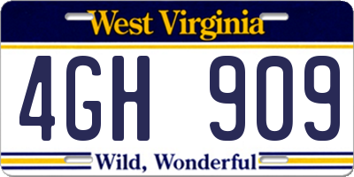 WV license plate 4GH909