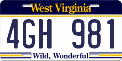 WV license plate 4GH981