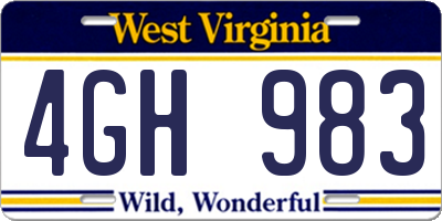 WV license plate 4GH983