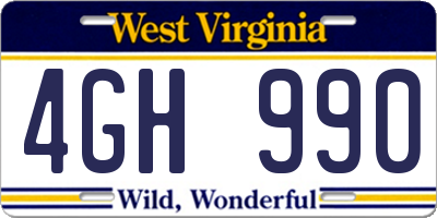 WV license plate 4GH990