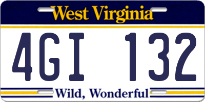 WV license plate 4GI132