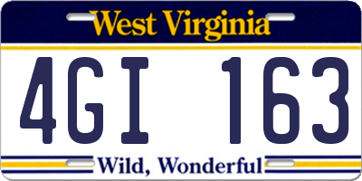 WV license plate 4GI163