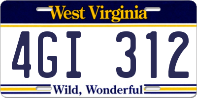 WV license plate 4GI312