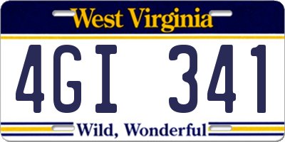 WV license plate 4GI341