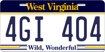WV license plate 4GI404