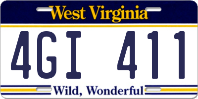WV license plate 4GI411