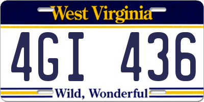 WV license plate 4GI436