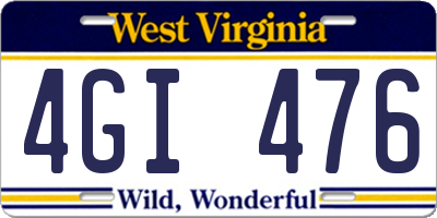WV license plate 4GI476