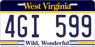 WV license plate 4GI599