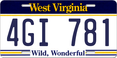 WV license plate 4GI781