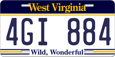 WV license plate 4GI884