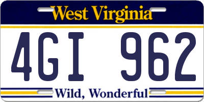 WV license plate 4GI962