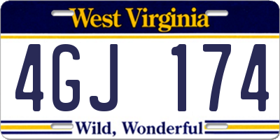 WV license plate 4GJ174