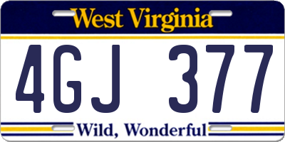 WV license plate 4GJ377