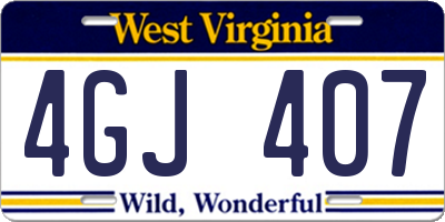 WV license plate 4GJ407